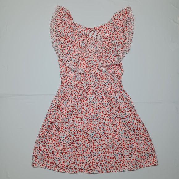Old Navy Dresses & Skirts - Old Navy Womens Small Flutter Sleeve Red Floral Ruffle Fit+Flare Dress‎